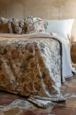 Copriletto Frange in Lino/Cotone