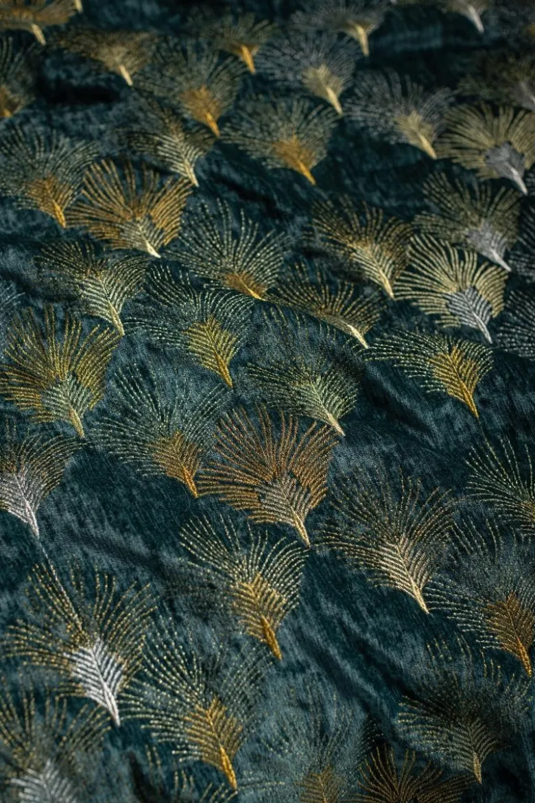 Copriletto Peacock in Velluto Ricamato