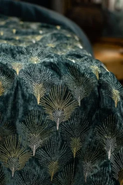 Copriletto Peacock in Velluto Ricamato