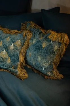Cuscino Peacock in Velluto con Frange