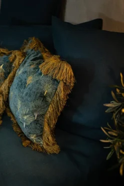 Cuscino Peacock in Velluto con Frange