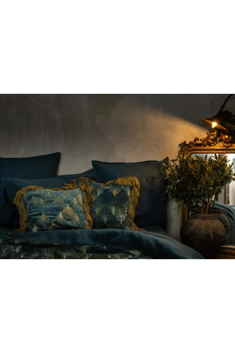 Cuscino Peacock in Velluto con Frange